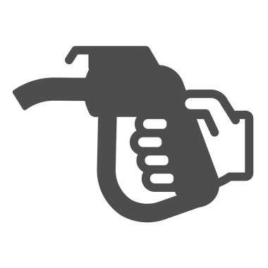 Yakıt pompası başlığı, benzin istasyonu katı ikonu, petrol endüstrisi konsepti, beyaz arka planda benzin vektör işareti, mobil konsept ve web tasarımı için glyph tarzı simge. Vektör grafikleri.