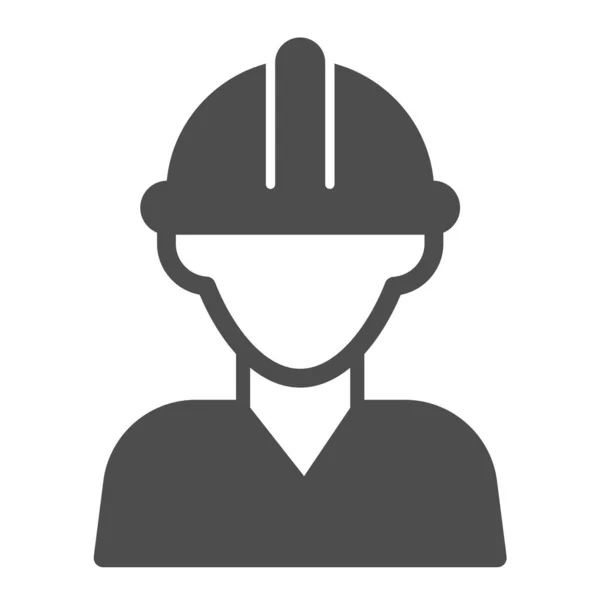 Olieveld werknemer, bouwer in veiligheid helm solide pictogram, olie-industrie concept, ingenieur vector teken op witte achtergrond, glyph stijl pictogram voor mobiele concept en web design. vectorgrafieken. — Stockvector