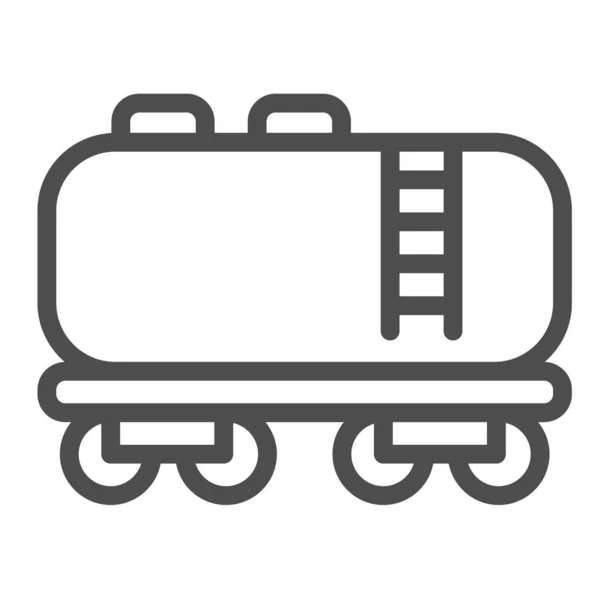 Spoorweg benzine en olie tank car line icoon, olie-industrie concept, brandstof tanker vrachtwagen vector teken op witte achtergrond, schets stijl pictogram voor mobiele concept en web design. vectorgrafieken. — Stockvector