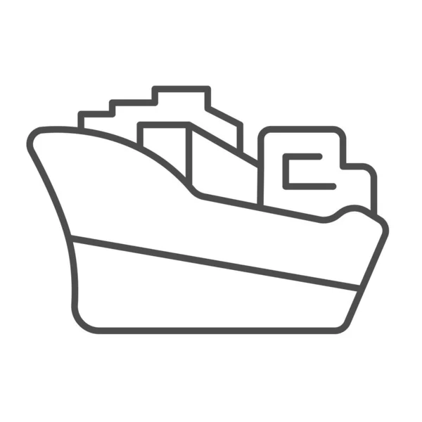 貨物船、石油輸送船、タンカー細い線のアイコン、石油業界の概念、白い背景に油タンカーベクトル記号、モバイル概念とウェブデザインのためのアウトラインスタイルのアイコン。ベクトルグラフィックス. — ストックベクタ