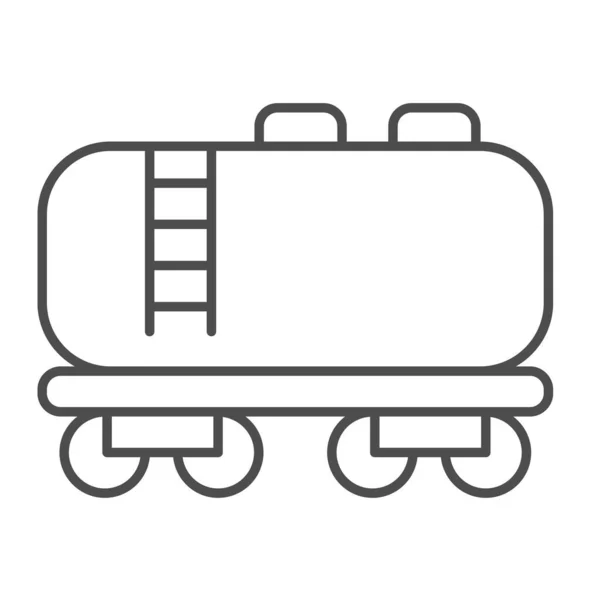 Railroad gasoline and oil tank car thin line icon, oil industry concept, fuel tanker truck vector sign on white background, outline style icon for mobile concept and web design. Vector graphics. — Stock Vector