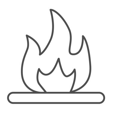 Yanıcı sıvı, ateş alevi, ateşleme ince çizgi ikonu, yağ endüstrisi konsepti, beyaz arka planda iltihaplanma vektör işareti, mobil konsept ve web tasarımı için taslak stil ikonu. Vektör grafikleri.