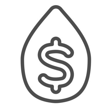 Petrol ve doların düşüşü, yakıt fiyatı, maliyet çizgisi ikonu, petrol endüstrisi konsepti, beyaz arka planda petrol ve USD vektör işareti, mobil konsept ve web tasarımı için tasarım tasarımı için taslak tarzı ikonu. Vektör grafikleri.