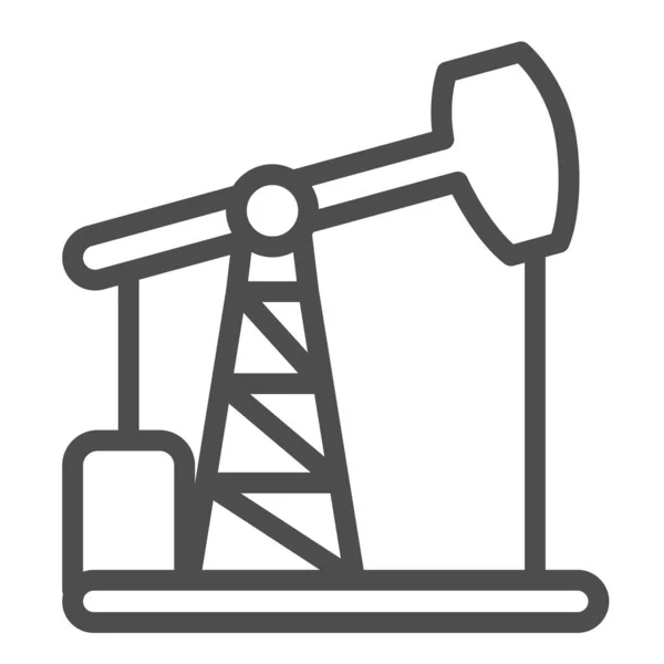 Ölpumpe Buchse, Ölförderstation, Bohrinsel Linie Symbol, Ölindustrie Konzept, Pumpjack Vektor Zeichen auf weißem Hintergrund, umreißen Stil-Symbol für mobile Konzept und Web-Design. Vektorgrafik. — Stockvektor