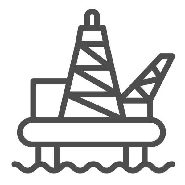 Ölbohrinsel Offshore-Linie Symbol, Ölindustrie-Konzept, Ölplattform auf Wasser Vektor Zeichen auf weißem Hintergrund, umreißen Stil-Symbol für mobiles Konzept und Web-Design. Vektorgrafik. — Stockvektor