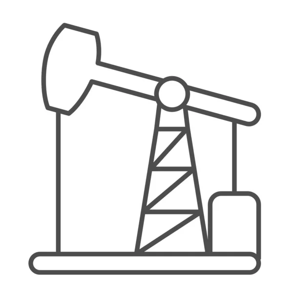 Olie pumpe jack, olie udvinding station, rig tynd linje ikon, olie industri koncept, pumpjack vektor tegn på hvid baggrund, skitse stil ikon for mobil koncept og webdesign. Vektorgrafik. – Stock-vektor