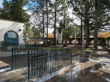 Cruz de Tejeda, Canary Islands, Spain December 15, 2020: view of terrace of panoramic spa hotel Parador de Cruz de Tejeda