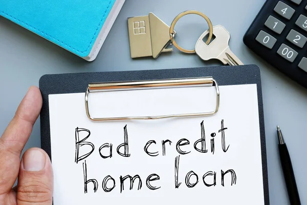 Bad credit home loan is shown on the business photo using the text