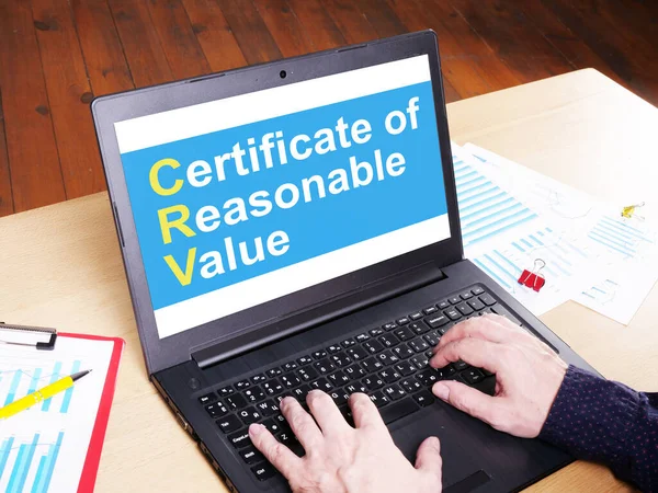Certificate of reasonable value CRV is shown on the business photo using the text