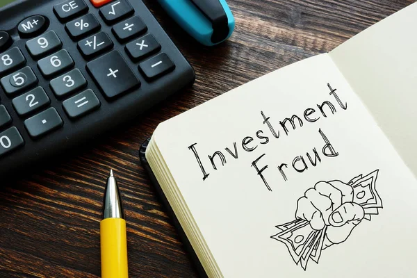 Investment fraud is shown on a photo using the text