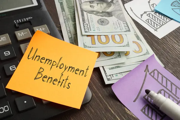 Unemployment Benefits are shown on the business photo — Stock Photo, Image
