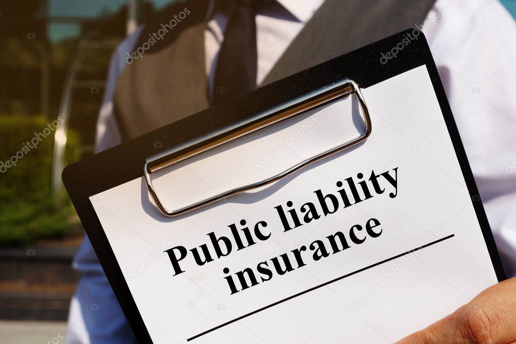 Public liability insurance is shown on the business photo using the text