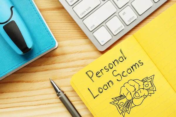 Personal Loan Scams are shown on a business photo using the text
