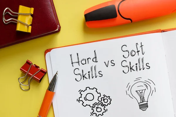 Hard Skills vs Soft Skills bir iş fotoğrafında metni kullanarak gösterilir