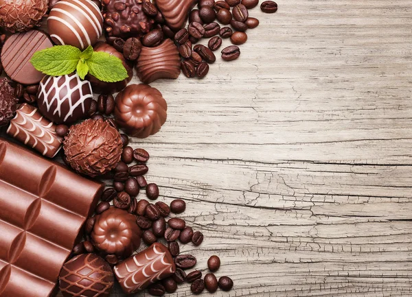 Chocolate candies. Collection of beautiful Belgian truffles — Stock Photo, Image