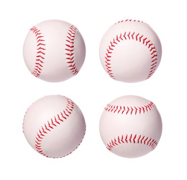 Baseball Balls Collection isolated on white background. Closeup. clipart
