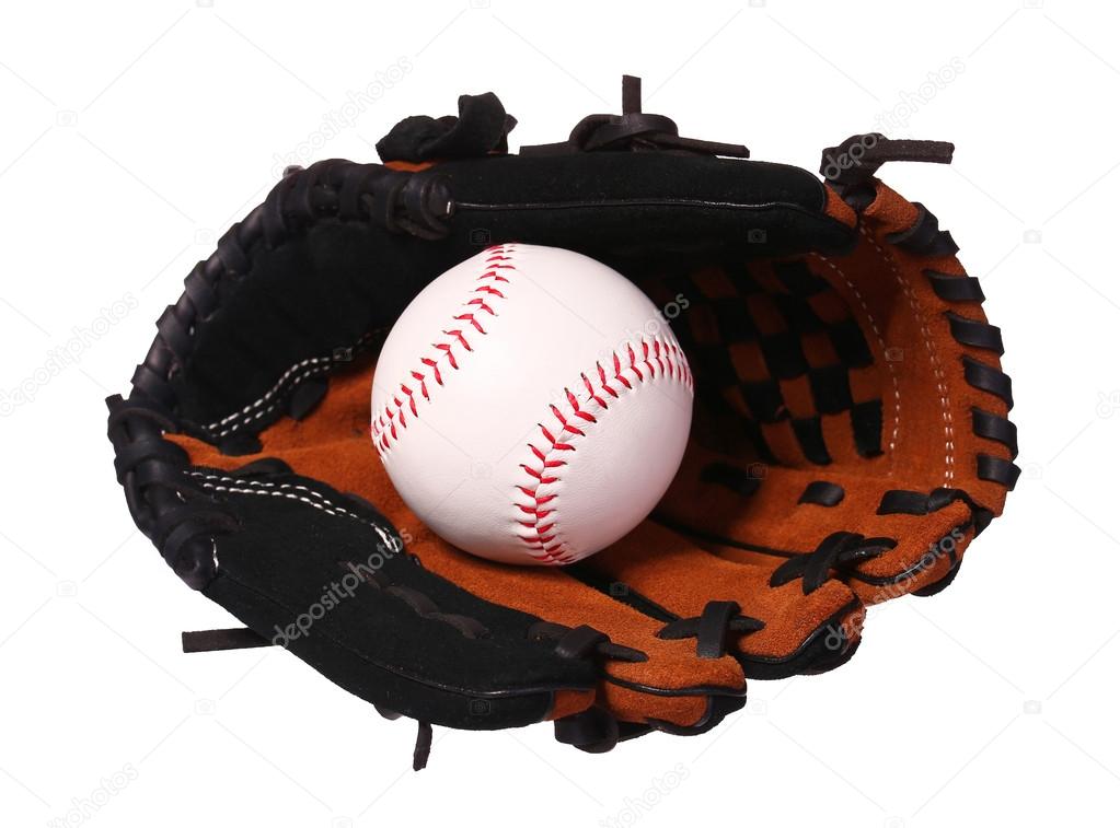 Baseballl in Glove isolated on white.