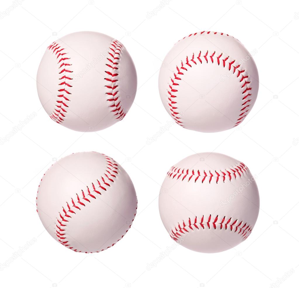 Baseball Balls Collection isolated on white background. Closeup.