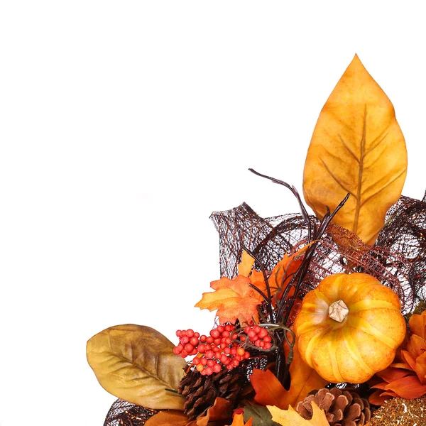 Pumpkin and Fall Leafs. Autumn or Thanksgiving Bouquet isolated. — Stock Photo, Image