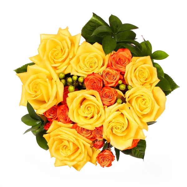 Bouquet of Yellow and Orange Roses isolated — Stock Photo, Image