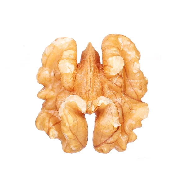 Kernel walnut isolated on white. Macro — Stock Photo, Image