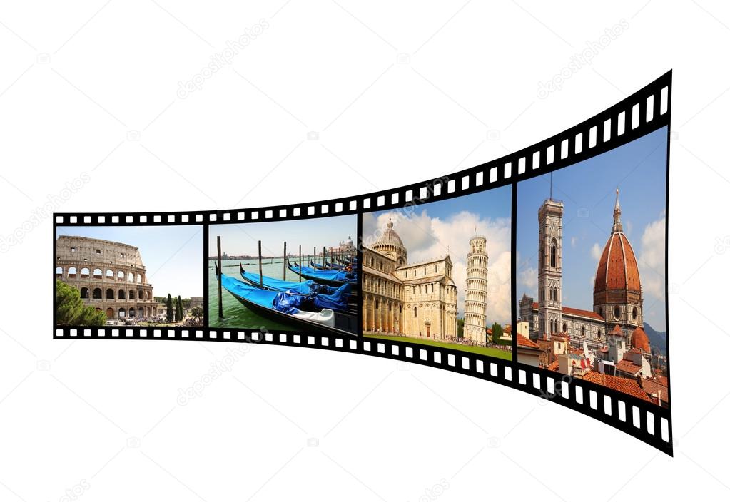 Film strip with Italian pictures