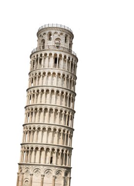 Pisa Kulesi, İtalya. Beyaz izole