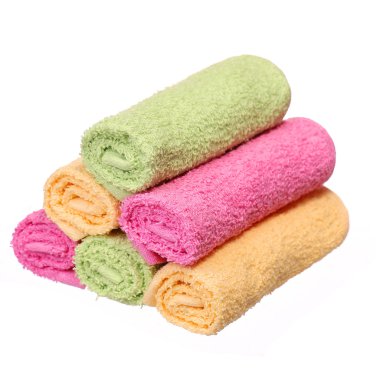 Colorful Bathroom Towels isolated on white background clipart