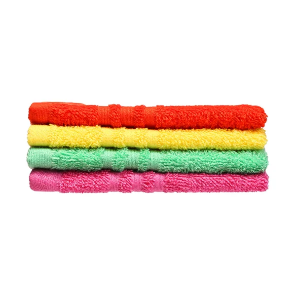 Colorful Bathroom Towels terisolasi pada latar belakang putih — Stok Foto