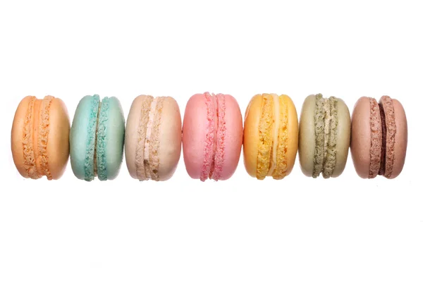 화려한 프랑스 Macarons 흰색 절연 — 스톡 사진