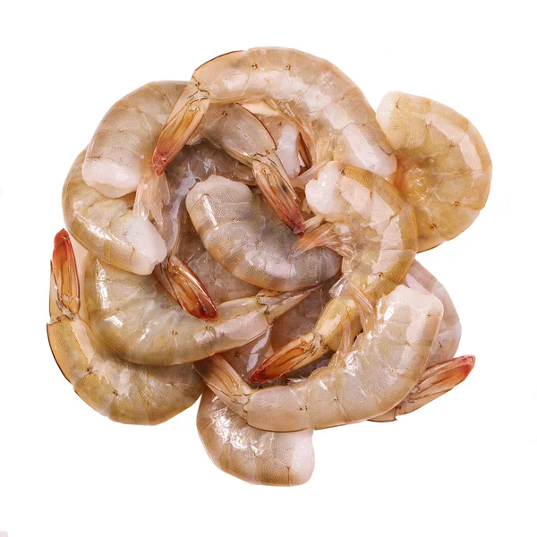 Pile of raw shrimps isolated on white background — Stock Photo, Image