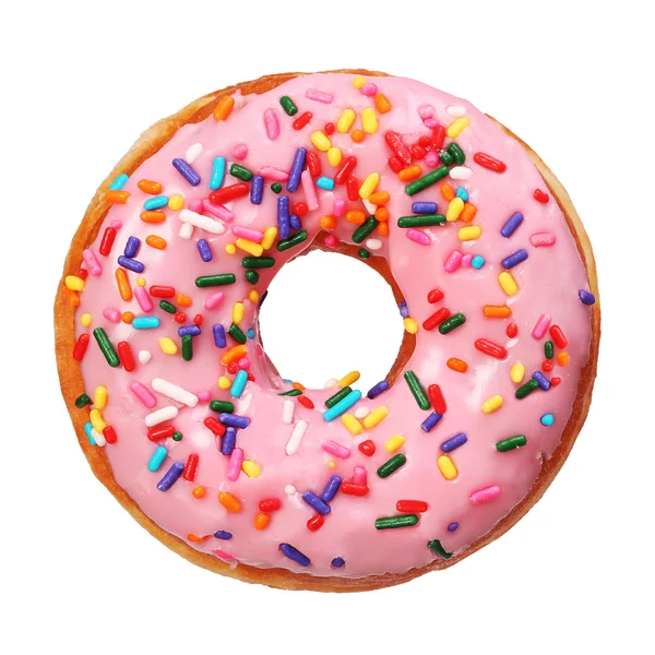 Donut met hagelslag geïsoleerd op witte achtergrond — Stockfoto