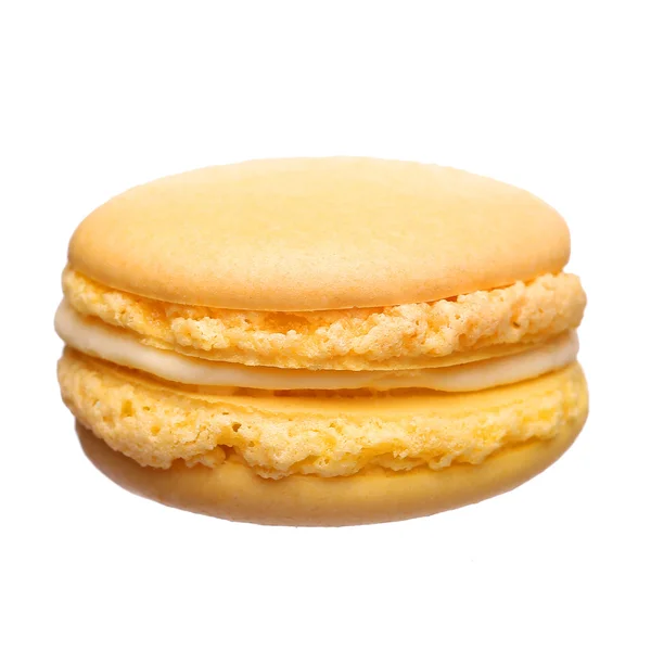 Macaron giallo isolato su bianco — Foto Stock