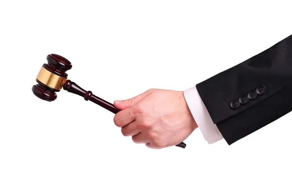 Gavel in hand isolated — Stock Photo, Image