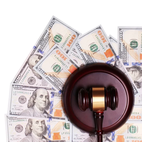 Law gavel and money or dollar bills. — Stock Photo, Image