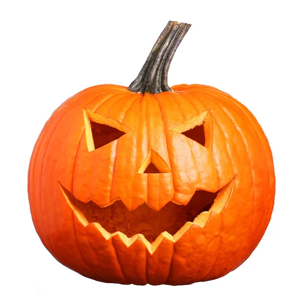 Halloween Pumpkin na białym tle. Straszny Jack O'Lantern twarz Zdjęcie Stockowe