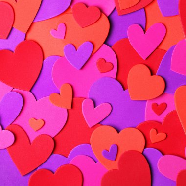 Sevgililer günü arka plan. Renkli kağıt Kalpler