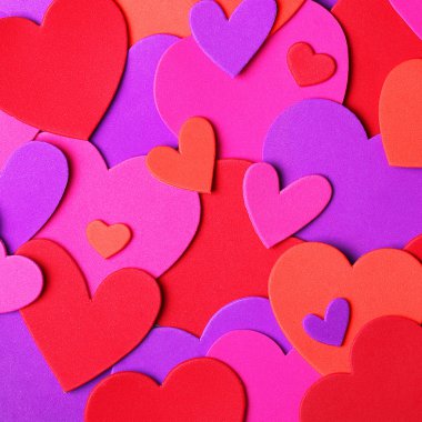 Sevgililer günü arka plan. Renkli kağıt Kalpler