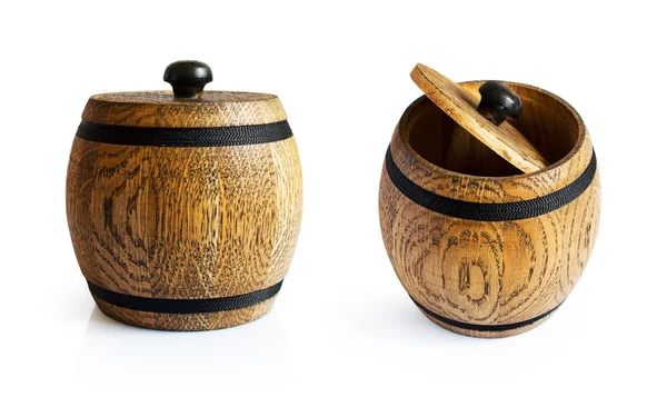 Castanho pequeno barril de madeira — Fotografia de Stock