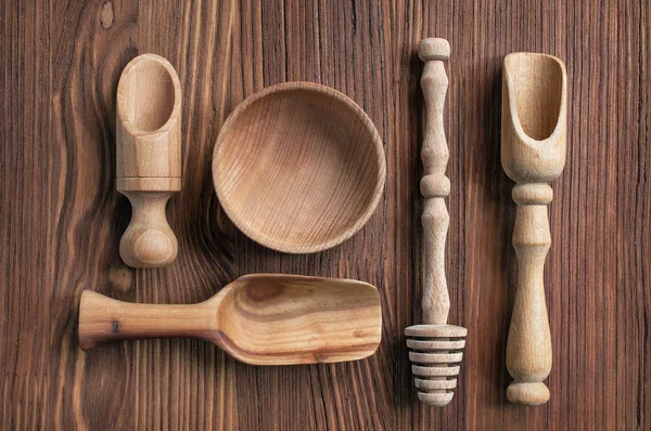 Dřevěné kuchyňské nádobí — Stock fotografie