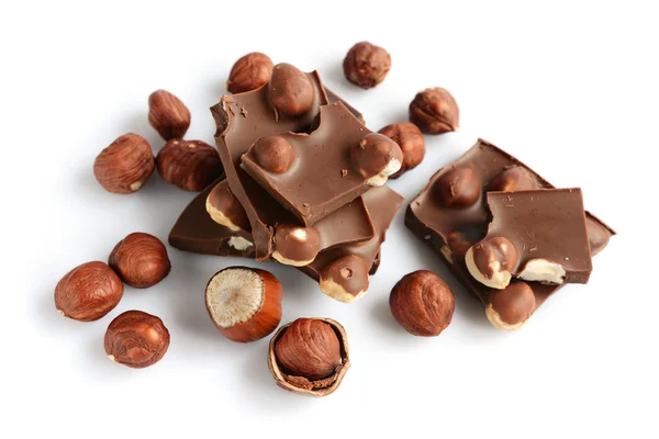 Cioccolato con una nocciola — Foto Stock