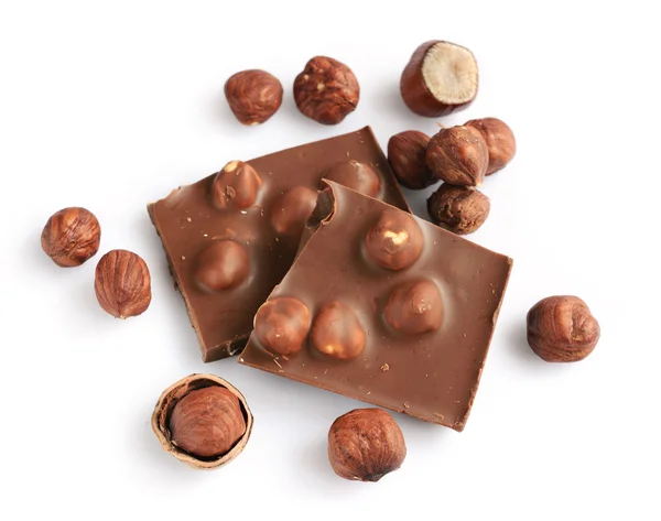 Chocolate with a hazelnut — Stock Photo, Image