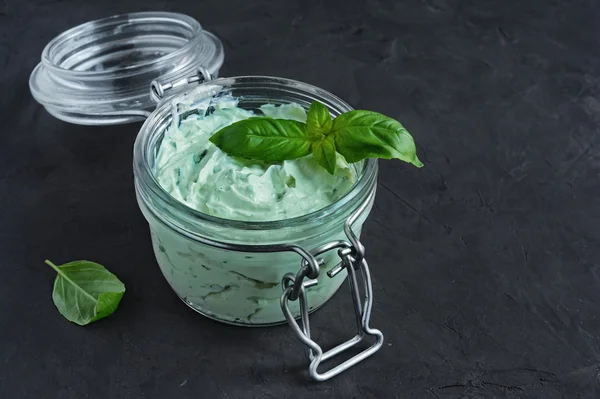 Spread with feta and basil — Stock Photo, Image