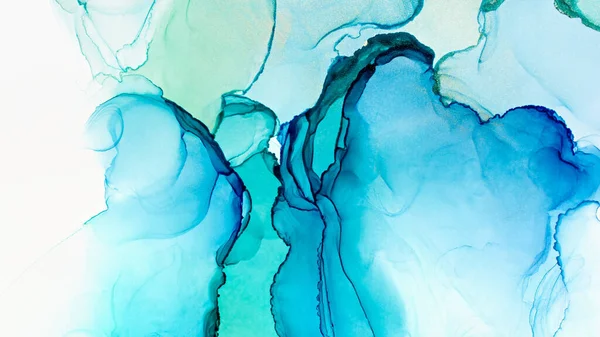 Closeup Azul Verde Tinta Álcool Textura Abstrata Papel Parede Moda — Fotografia de Stock
