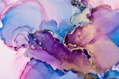 Çok renkli alkol mürekkebi, soyut doku, moda duvar kâğıdı. Tasarım projesi için arkaplan olarak davet veya tebrik kartları, poster, sunum, paketleme kağıdı