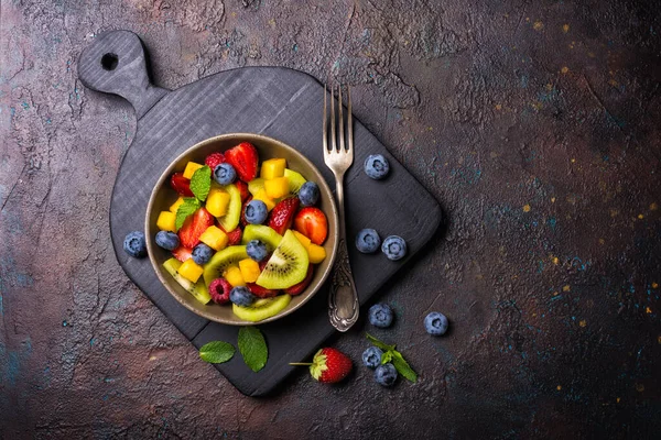 Alimenti Biologici Naturali Una Vita Sana Dietetica Insalata Frutta Fresca — Foto Stock