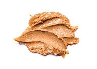 Beyaz arka planda izole edilmiş tatlı fıstık ezmesi ya da tereyağı