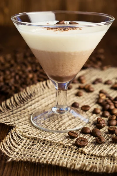 Chocolate and vanilla panna cotta close-up — Stock Photo, Image