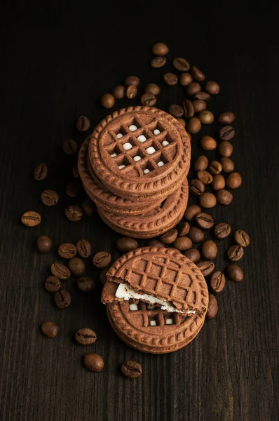 cocoa cookies with coffee beans