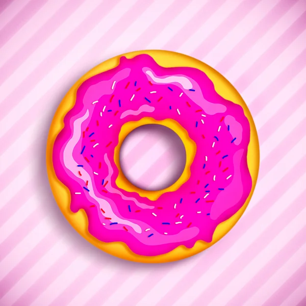 Rosa Donut mit Puder — Stockfoto